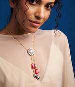 Red & golden petite necklace