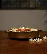 Dohar Brass Plated Candle Tray With Handle
