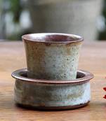 Studio Pottery Olive Green Filter Coffee Set With Tumbler And Bowl (200 Ml)