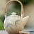 Studio Pottery Teapot With Cane Handle (White/Blue)