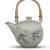 Studio Pottery Teapot With Cane Handle (White/Blue)