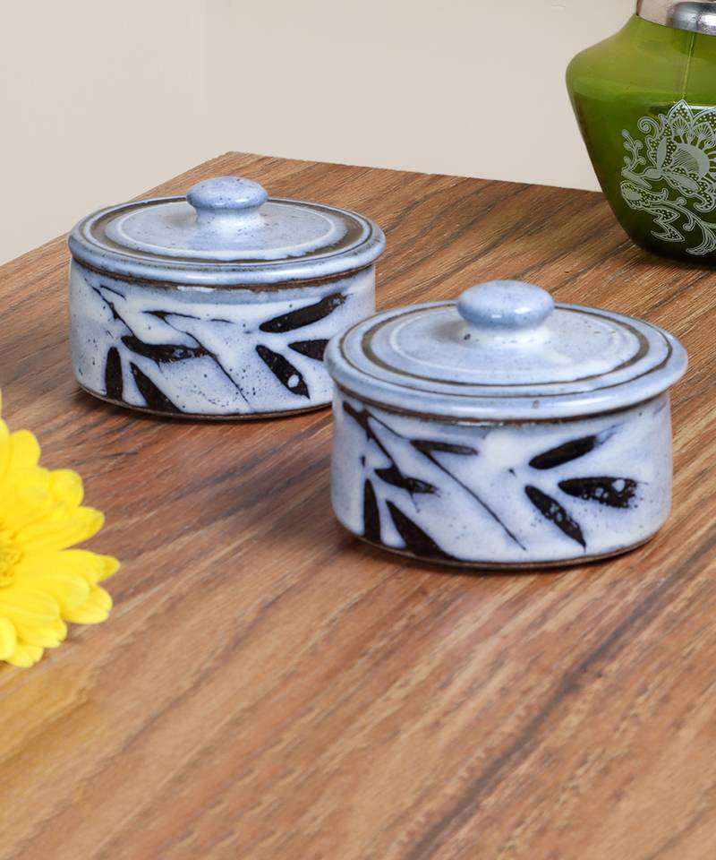 Studio Pottery Light Blue Trinket Box Set Of 2 NAKSHIKATHAA 4155507