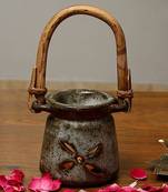 Studio Pottery Olive Green Diffuser With Cane Handle