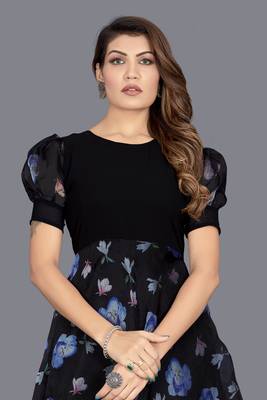Heavy Georgette With Digital Printed Organza Kurti 3