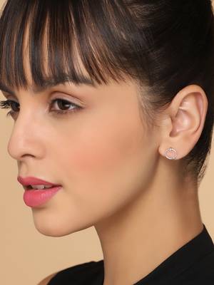 Aquastreet mini marvel tiny studs crafted with silver and gold plated alloy earrings for girls and women (set of 2) 2
