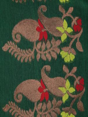 PinkLoom Women's  Green Hand_Woven Cotton-Silk-Sarees With Unstitched Blouse Piece 4