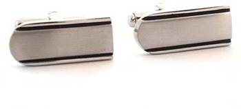 Rectangle Black Lines Matt Finish Cufflink 1