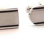 Rectangle Black Lines Matt Finish Cufflink