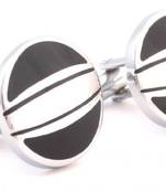 Black Silver Round Cufflink