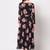 Rose flower printed fit & flared black georgette dress