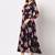 Rose flower printed fit & flared black georgette dress