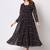 Black fit & flared floral printed georgette dress