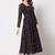 Black fit & flared floral printed georgette dress