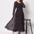 Black fit & flared floral printed georgette dress