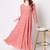 Paisley printed fit & flared gathered watermelon pink dress
