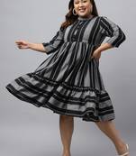 Black printed cotton long-dresses