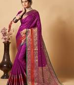 Charming soft kanjivaram silk blend Saree with rich golden zari weaves on pallu & border
