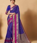 Charming soft kanjivaram silk blend Saree with rich golden zari weaves on pallu & border