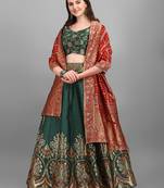 Dark Green Colour Jacquard Fabric Festival Designer Lehenga Choli