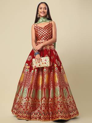 Maroon Colour Jacquard Woven Lehenga Choli 1