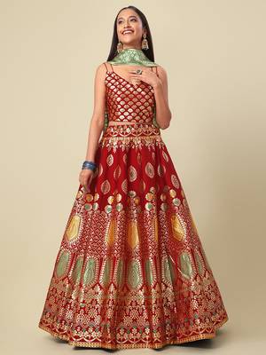 Maroon Colour Jacquard Woven Lehenga Choli 2