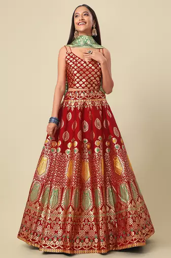 Maroon Colour Jacquard Woven Lehenga Choli