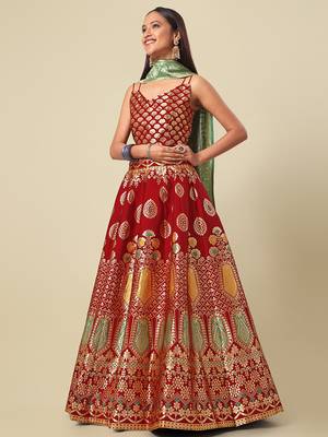 Maroon Colour Jacquard Woven Lehenga Choli 3