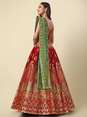 Maroon Colour Jacquard Woven Lehenga Choli 4