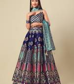 Navy blue Colour Jacquard Fabric Mehendi Designer Lehenga Choli