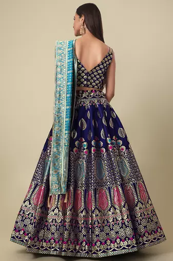 Navy blue Colour Jacquard Woven Lehenga Choli