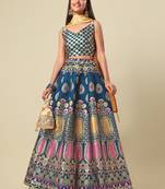 Teal Colour Jacquard Fabric Mehendi Designer Lehenga Choli