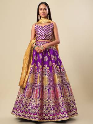 Lavender Colour Jacquard Woven Lehenga Choli 1