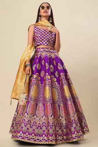 Lavender Colour Jacquard Woven Lehenga Choli