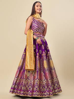 Lavender Colour Jacquard Woven Lehenga Choli 3