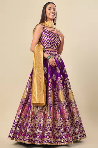 Lavender Colour Jacquard Woven Lehenga Choli