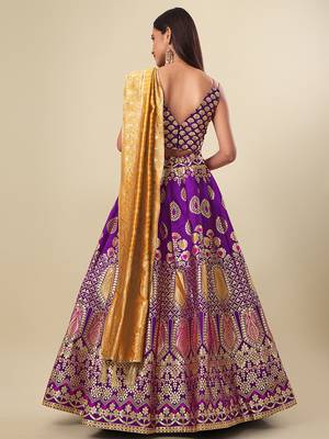 Lavender Colour Jacquard Woven Lehenga Choli 4