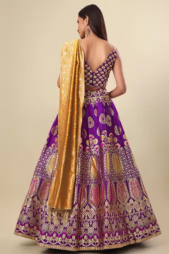 Lavender Colour Jacquard Woven Lehenga Choli