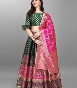 Dark Green Colour Jacquard Fabric Festival Designer Lehenga Choli