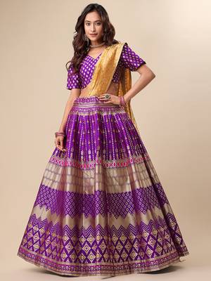 Purple Colour Jacquard Fabric Ceremony Designer Lehenga Choli 1