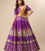 Purple Colour Jacquard Fabric Ceremony Designer Lehenga Choli
