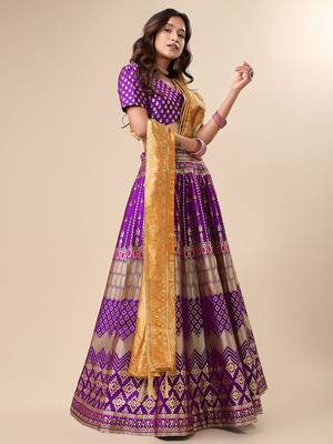 Purple Colour Jacquard Fabric Ceremony Designer Lehenga Choli 2