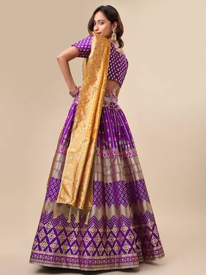 Purple Colour Jacquard Fabric Ceremony Designer Lehenga Choli 4