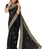 Black embroidered georgette saree with blouse