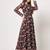 Floral printed fit and flared georgette black dress
