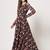 Floral printed fit and flared georgette black dress