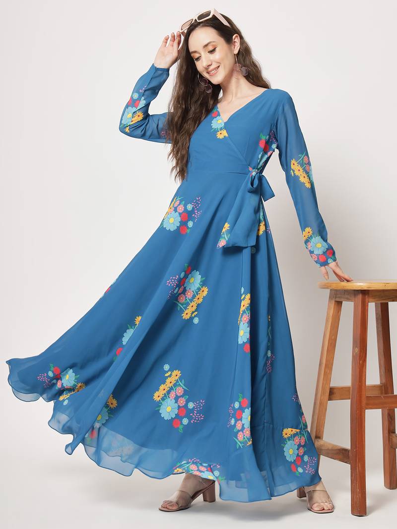 chinese dress ladies Charizma Angrakha Style Embroidered Maxi Dress