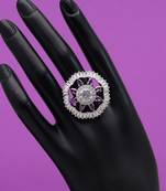 Purple color american diamond finger ring