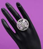 Silver color american diamond finger ring