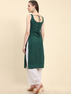 Green embroidered georgette georgette-kurtis 2