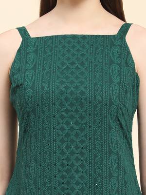 Green embroidered georgette georgette-kurtis 4